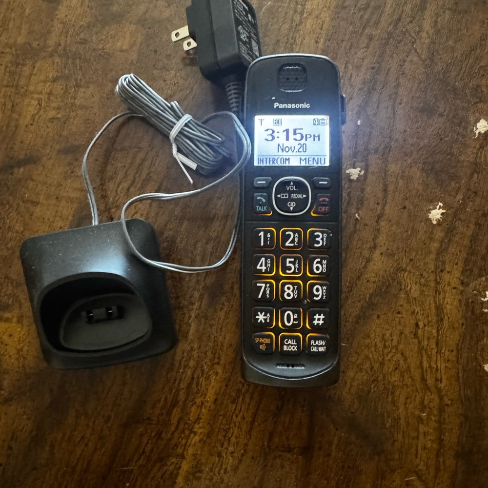 Panasonic Black Cordless Phone with Charger